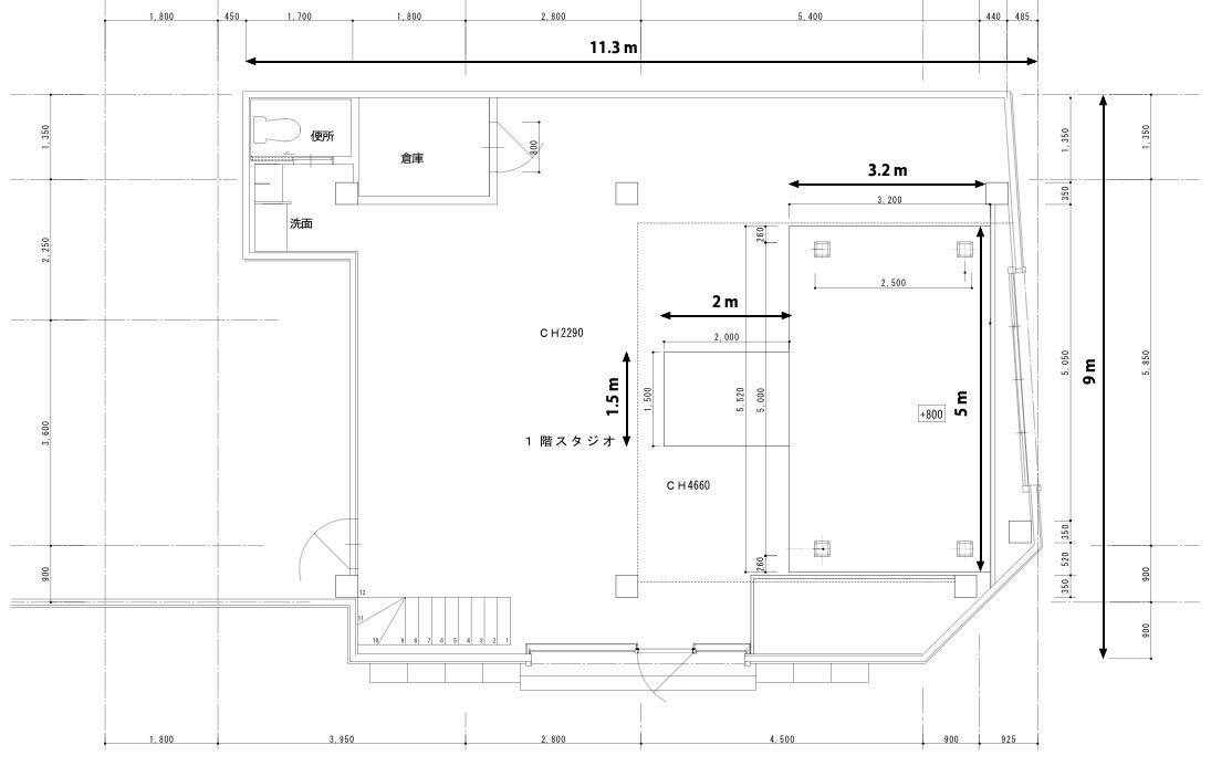 撮影スタジオルクール1階間取り図