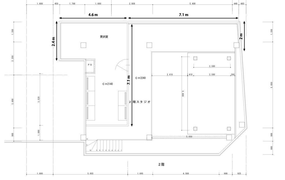 撮影スタジオルクール2階間取り図